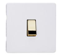 Varilight Single Push Retractive Switch - Screwless Primed Ready To Paint With Polished Brass Rocker, Xdybr1Vs.pd