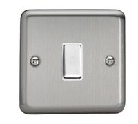Varilight Single Push Retractive Switch - Value Matt Chrome With White Rocker, XSBR1W