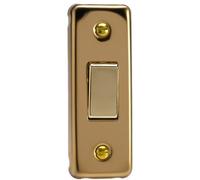 Varilight Single Rocker Light Switch 2-Way - Architrave Victorian Brass With Polished Brass Rocker, Xva1D