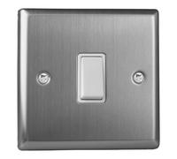 Varilight Rocker Switch XT1W 1-Gang 2-Way Brushed Steel with White Rocker