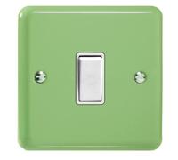 Varilight Single Rocker Light Switch 2-Way - Lily Beryl Green With White Rocker, Xy1W.bg