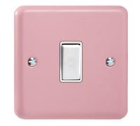Varilight Single Rocker Light Switch 2-Way - Lily Rose Pink With White Rocker, Xy1W.rp