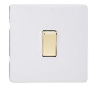Varilight Single Rocker Light Switch 2-Way - Screwless Primed Ready To Paint With Polished Brass Rocker, Xdy1Vs.pd
