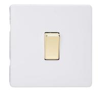 Varilight Single Rocker Light Switch 2-Way - Screwless Primed With Polished Brass Rocker, XDY1VS.PD