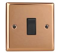 Varilight Single Rocker Light Switch 2-Way - Urban Polished Copper With Black Rocker, Xy1B.cu