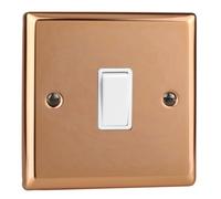 Varilight 1-Gang 10A 1- or 2-Way Rocker Switch Polished Copper