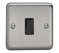 Varilight Rocker Switch XS1B – Single 2-Way 1-Gang, Matt Chrome with Black Rocker, 86x86x25mm
