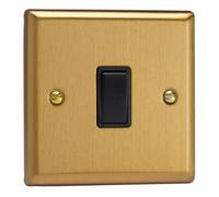 Varilight Single Rocker Light Switch Intermediate - Classic Brushed Brass With Black Rocker, Xb7B