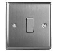 Varilight Single Rocker Intermediate Light Switch XT7D - Classic Brushed Steel with Brushed Steel Rocker