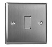 Varilight Single Rocker Light Switch Intermediate - Classic Brushed Steel With Brushed Steel Rocker, XT7D