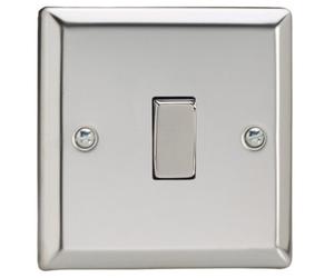 Varilight Single Rocker Light Switch Intermediate - Classic Mirror Chrome With Chrome Rocker, Xc7D