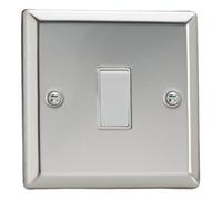 Varilight Single Rocker Light Switch Intermediate - Classic Mirror Chrome With White Rocker, Xc7W