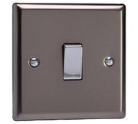 Varilight Single Rocker Light Switch Intermediate - Classic Pewter With Chrome Rocker, Xr7D