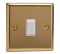 Varilight Single Rocker Light Switch Intermediate - Classic Victorian Brass With White Rocker, Xv7W