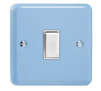Varilight Single Rocker Light Switch Intermediate - Lily Duck Egg Blue With White Rocker, Xy7W.db