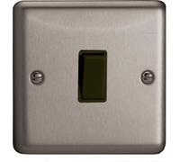 Varilight Single Rocker Light Switch Intermediate - Value Matt Chrome With Black Rocker, XS7B