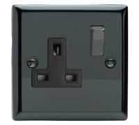 Varilight Single Switched Plug Socket - Classic Iridium With Iridium/black Insert, Xi4Db
