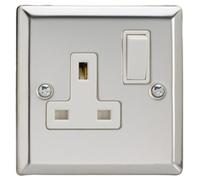Varilight - 1 Gang 13 Amp Single Switched Socket Chrome - XC4W