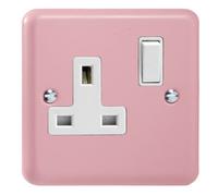 Varilight Single Switched Plug Socket - Lily Rose Pink With White Insert, Xy4W.rp