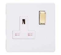 Varilight XDY4VWS.PD 13A Socket, 2 Pole, Screwless Primed + Brass/White Insert