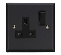 Varilight 1 Gang Rocker Switched Socket Xy4B.mb - Urban Matt Black with Black Insert