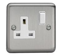 Varilight - 1 Gang 13 Amp Single Switched Socket Matt Chrome - XS4W