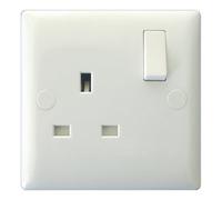 Varilight Single Switched Plug Socket - Value Polar White With White Insert, Xo4W