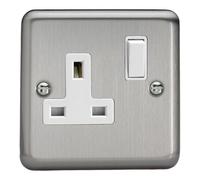 Varilight Single Switched Socket - Value Matt Chrome With White Insert