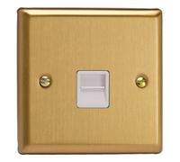 Varilight Single Telephone Secondary Extension Socket - Classic Brushed Brass With White Insert, Xbtsw