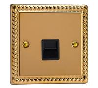 VARILIGHT Georgian Brass Classic 1-Gang Telephone Secondary (Extension) Socket XGTSB