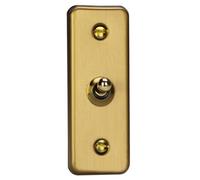 Varilight Single Toggle Light Switch 2-Way - Architrave Brushed Brass With Polished Brass Toggle, Xbat1