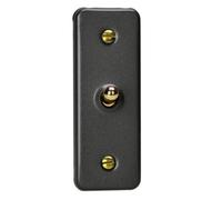 Varilight Single Toggle Light Switch 2-Way - Architrave Slate With Polished Brass Toggle, Xyat1V.sl