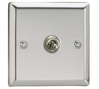 Varilight Single Toggle Light Switch 2-Way - Classic Mirror Chrome With Chrome Toggle, Xct1