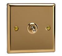 Varilight Single Toggle Light Switch 2-Way - Classic Victorian Brass With Polished Brass Toggle, Xvt1