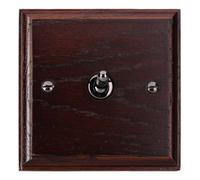 Varilight Single Toggle Light Switch 2-Way - Dark Oak With Iridium Black Toggle, Xkt1.do