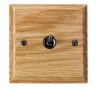 Varilight Single Toggle Light Switch 2-Way - Oak With Iridium Black Toggle, Xkt1.o