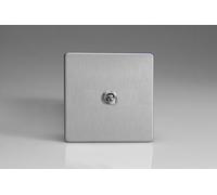 Varilight Single Toggle Light Switch 2-Way - Screwless Brushed Steel With Chrome Toggle, XDST1S