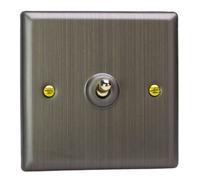 Varilight Single Toggle Light Switch 2-Way - Urban Antique Brass With Polished Brass Toggle, Xyt1.ab