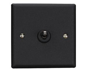 Varilight Single Toggle Light Switch 2-Way - Urban Matt Black With Iridium Toggle, XYT1.MB