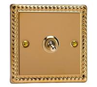 Varilight Toggle Switch Georgian Brass Classic 1-Gang 10A Intermediate XGT7