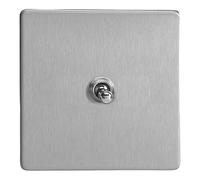 VARILIGHT - Brushed Steel - Screwless - 1-Gang 10A Intermediate Toggle Switch - XDST7S