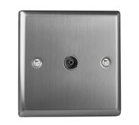 Varilight Single TV Socket Co-Axial - Classic Brushed Steel