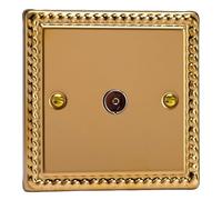 Varilight 1-Gang TV Socket, Co-Axial Georgian Brass