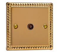 Varilight 1-Gang TV Socket Co-Axial Classic Georgian Brass