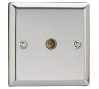 Varilight Single Tv Socket Co-Axial - Classic Mirror Chrome With Plain Insert, Xc8