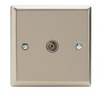 Varilight Single Tv Socket Co-Axial - Classic Satin With Plain Insert, Xn8