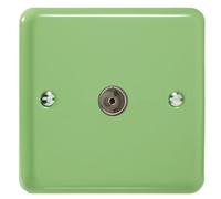 Varilight Single Tv Socket Co-Axial - Lily Beryl Green With Plain Insert, Xy8.bg
