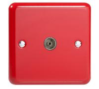Varilight Single Tv Socket Co-Axial - Lily Pillar Box Red With Plain Insert, Xy8.pr