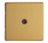 Varilight Single Tv Socket Co-Axial - Screwless Brushed Brass With Plain Insert, Xdb8S