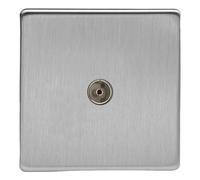 Varilight Single TV Socket Co-Axial - Screwless Brushed Steel